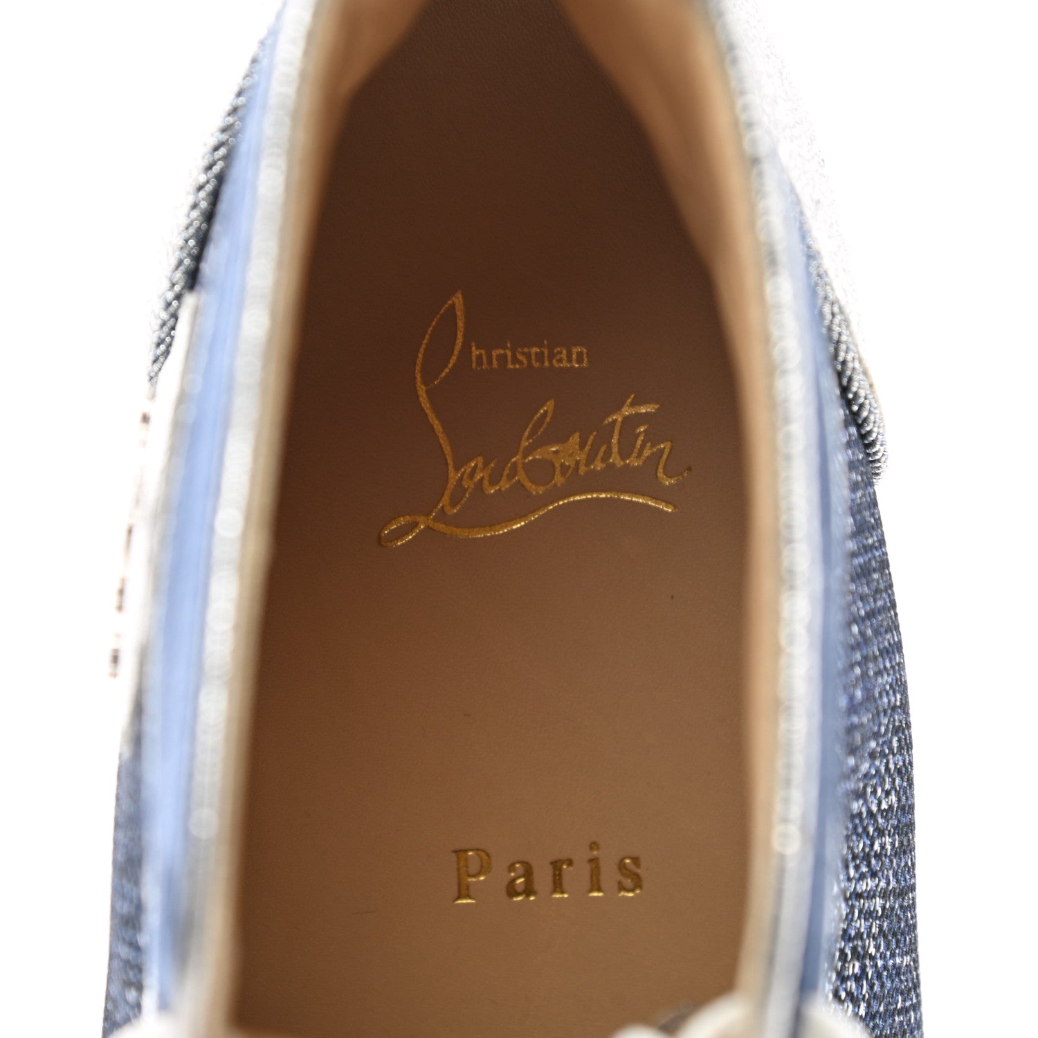 Christian Louboutin Lame Lou Spikes Flat Sneakers 39 Blue 8 of 8