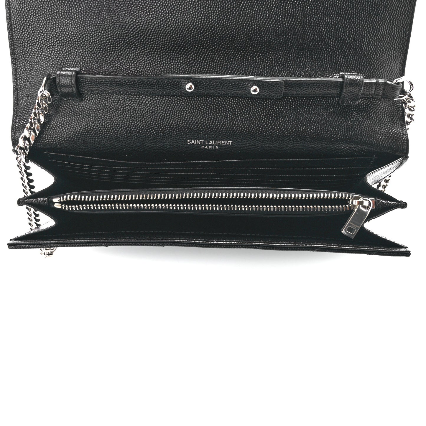 Grain De Poudre Matelasse Chevron Monogram Chain Wallet Black
