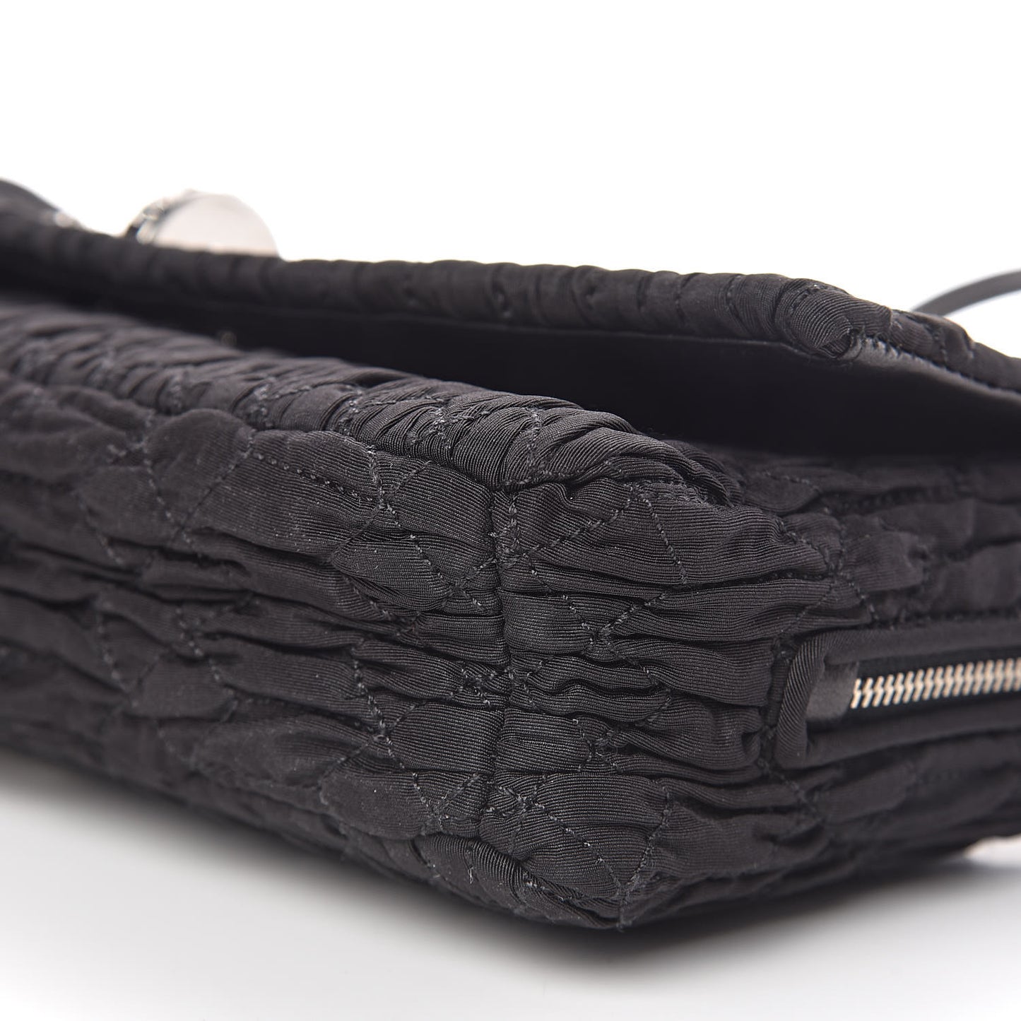 Faille Matelasse Crystal Flap Clutch Black
