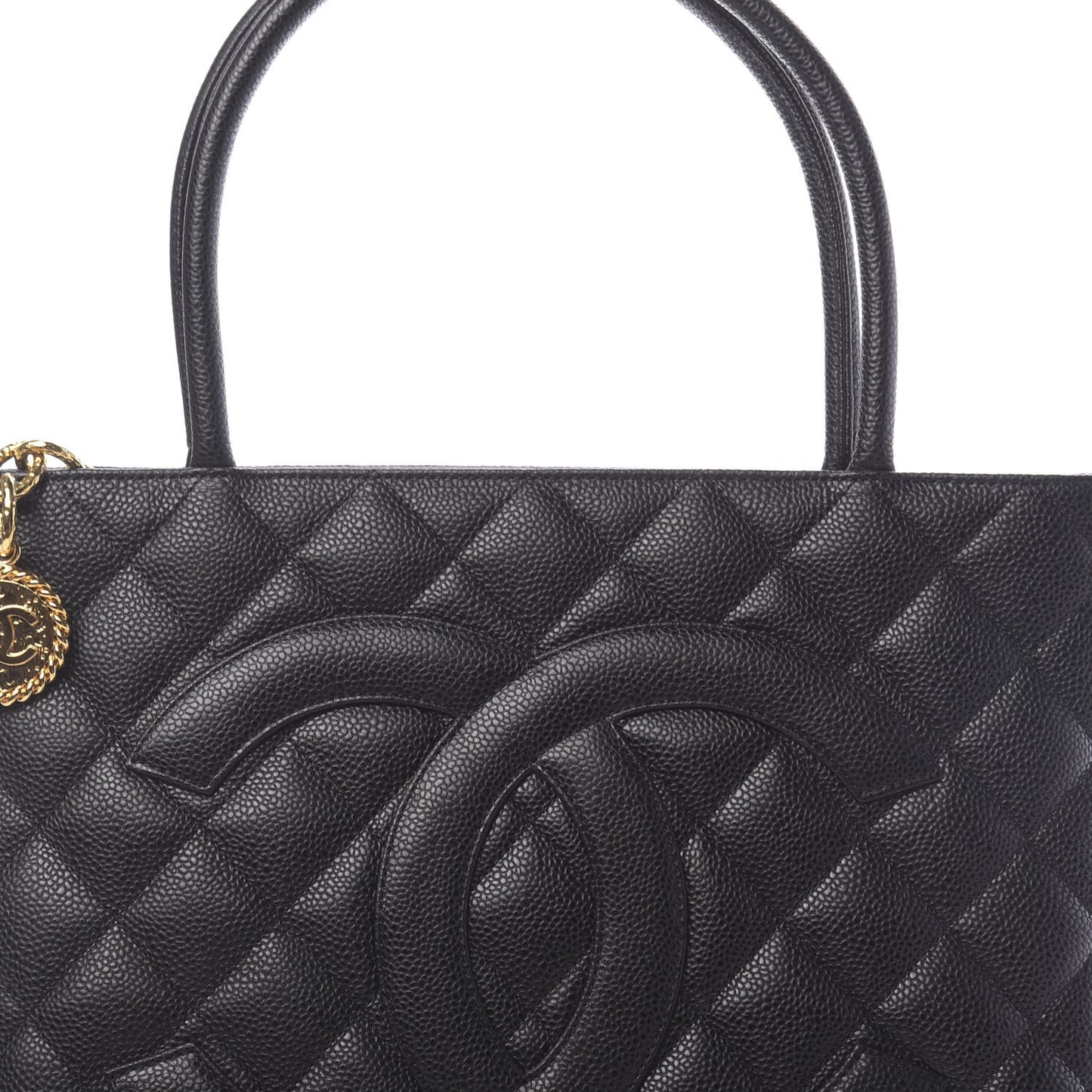 Caviar Quilted Medallion Tote Black