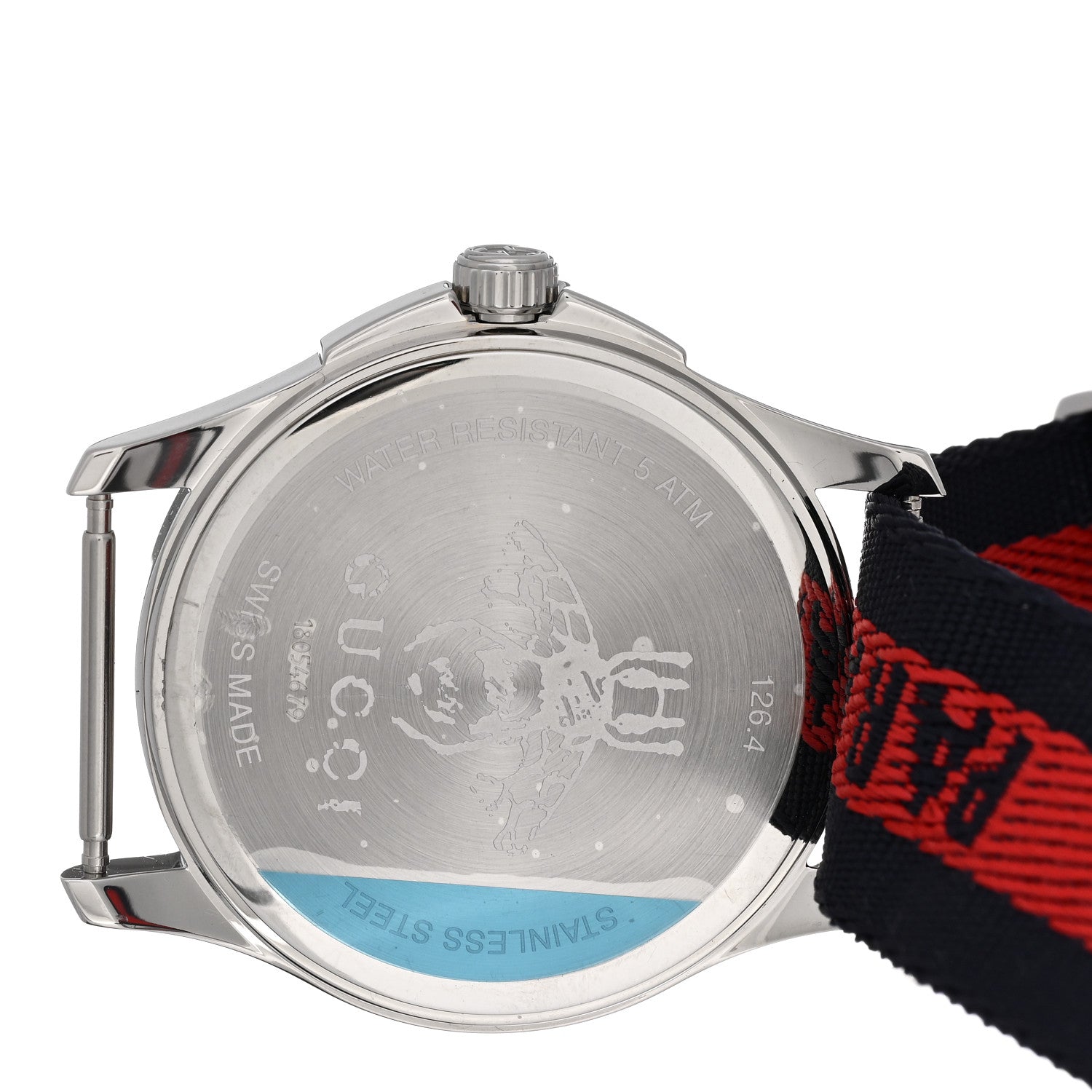 Gucci Stainless Steel Nylon 38mm Le Marche Des Merveilles Snake Quartz Watch Navy 4 of 4