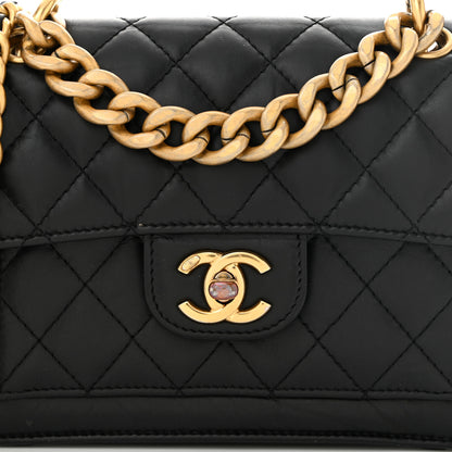 Chanel Aged Calfskin Quilted Double You Mini Flap Black 8 of 11
