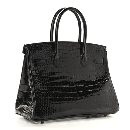 Hermes Shiny Porosus Crocodile Birkin 30 Black 2 of 8