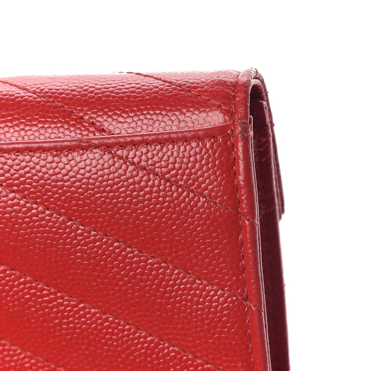 Saint Laurent Grain De Poudre Matelasse Chevron Small Monogram Envelope Wallet New Red 7 of 10