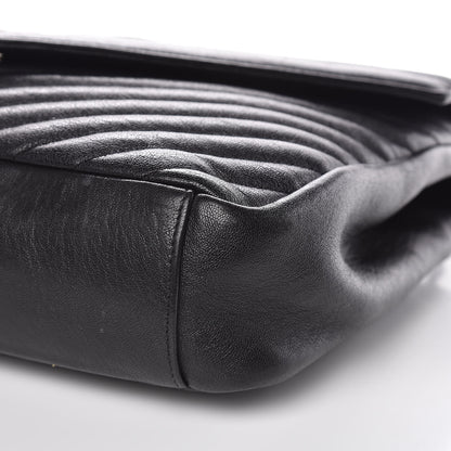 Saint Laurent Sheepskin Matelasse Chevron Monogram Large College Satchel Black 8 of 11