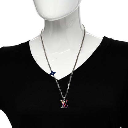 Louis Vuitton Metal Resin LV Psychedelic Necklace Silver Multicolor 2 of 8