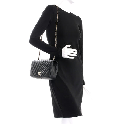 Chanel Calfskin Chevron Quilted Small Statement Flap Black 2 of 8