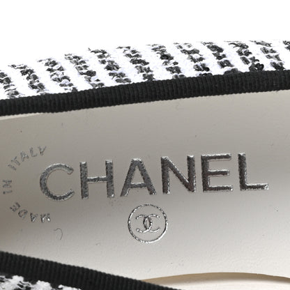 Chanel Tweed Sequin Grosgrain Cap Toe Ballerina Flats 36.5 Black White 8 of 10