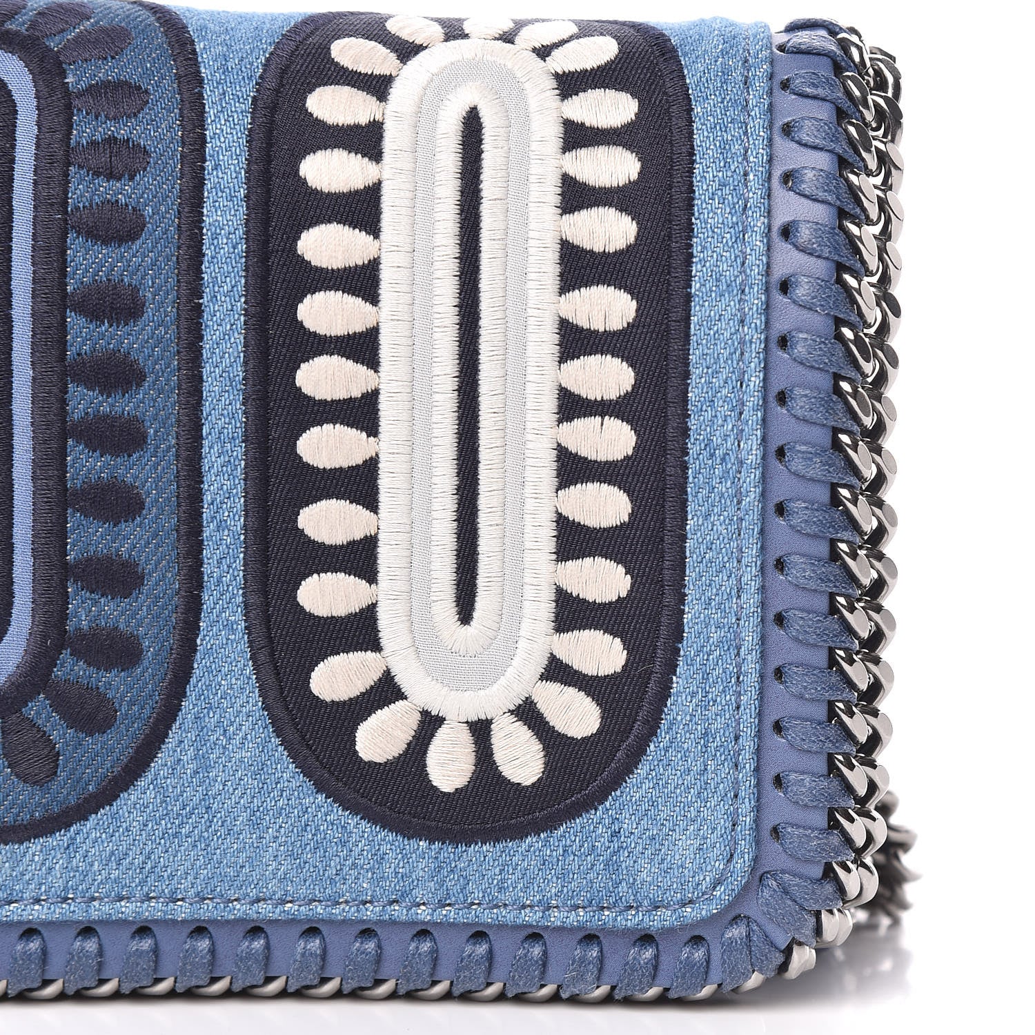 Stella McCartney Eco Denim Embroidered Zigarette Falabella Crossbody Blue 9 of 10