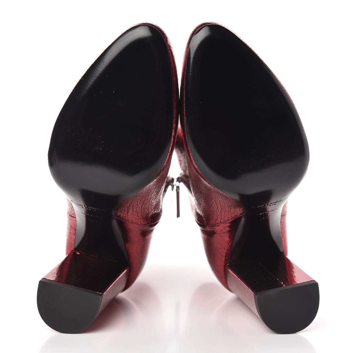 Saint Laurent Metallic Crackled Lou 95 Zip Bootie 37 Elect 5 of 9