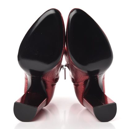 Saint Laurent Metallic Crackled Lou 95 Zip Bootie 37 Elect 5 of 9