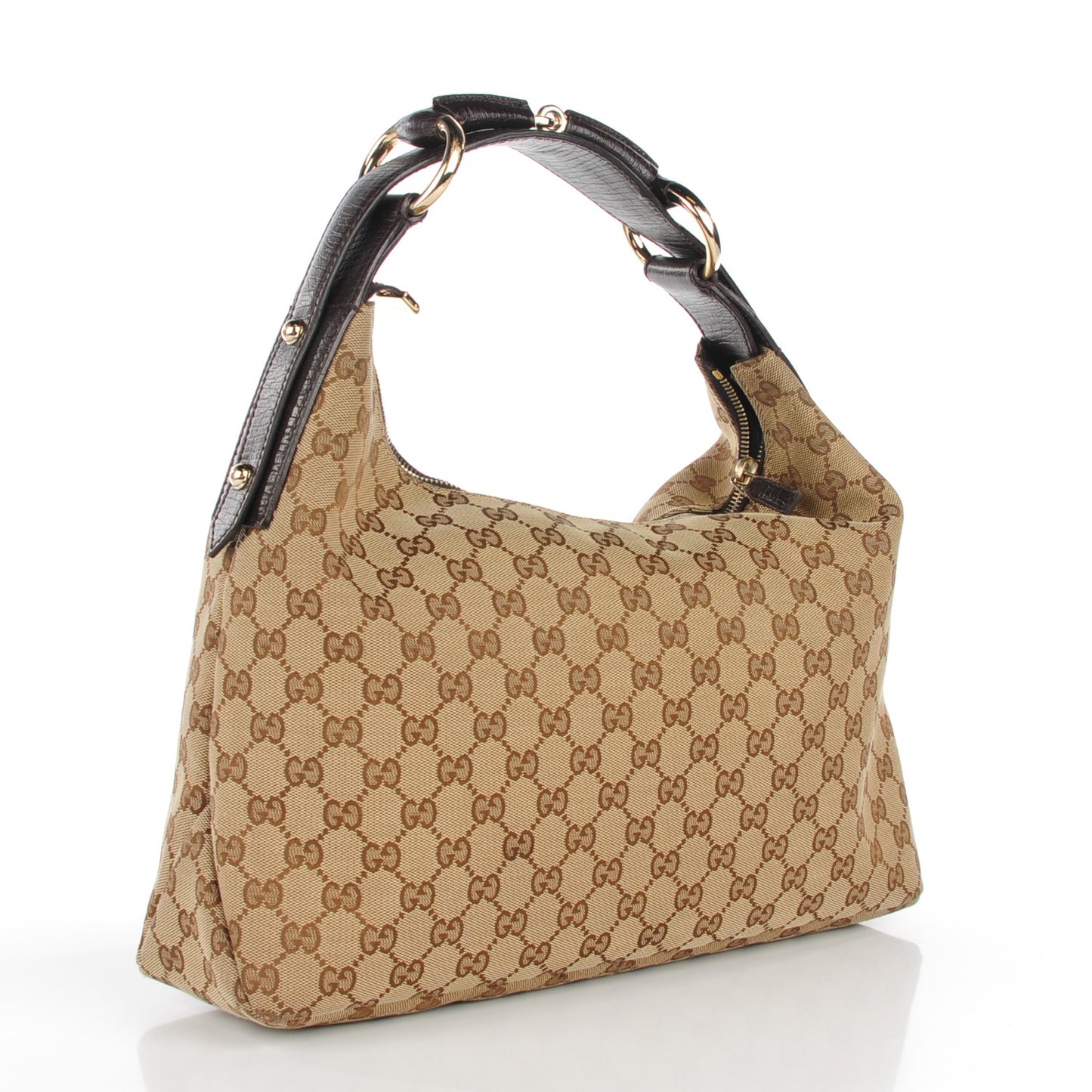 Monogram Medium Horsebit Chain Hobo Dark Brown