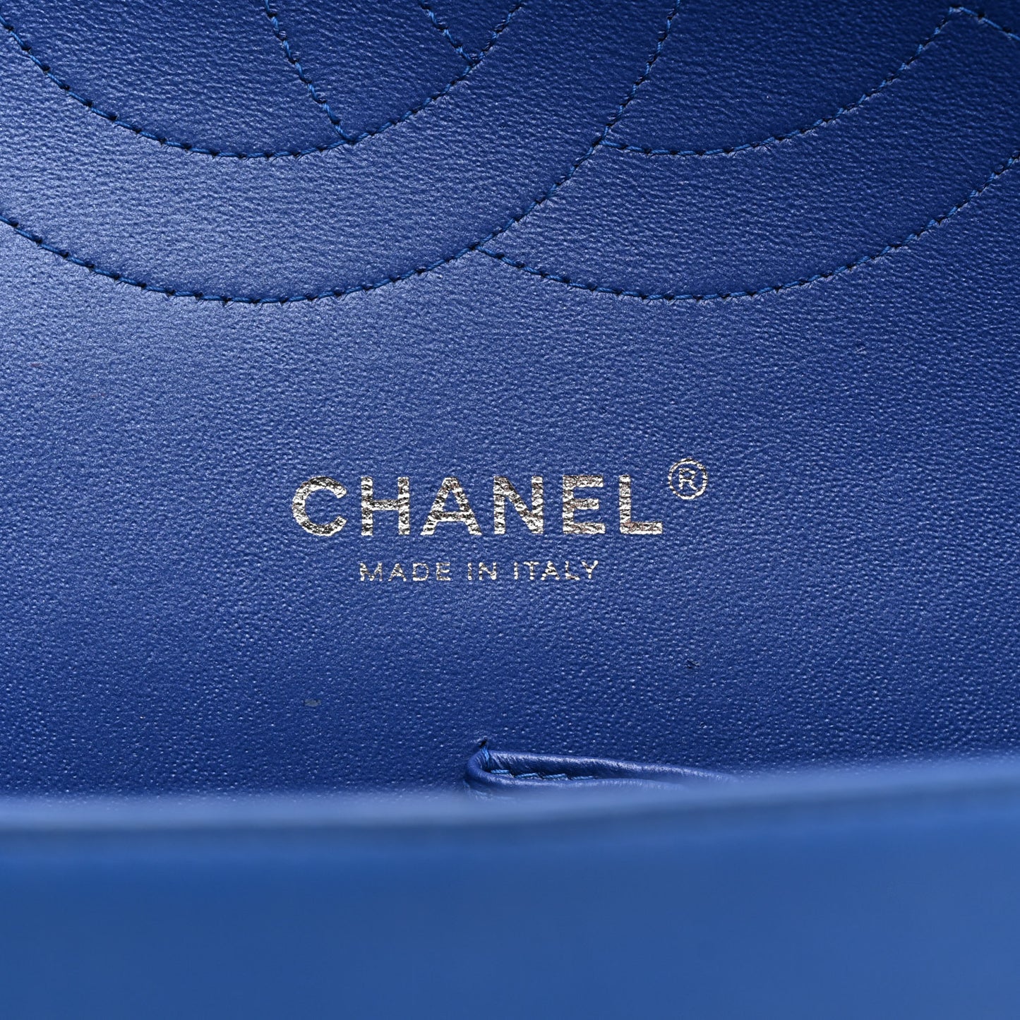 Patent Calfskin Quilted Jumbo Double Flap Blue