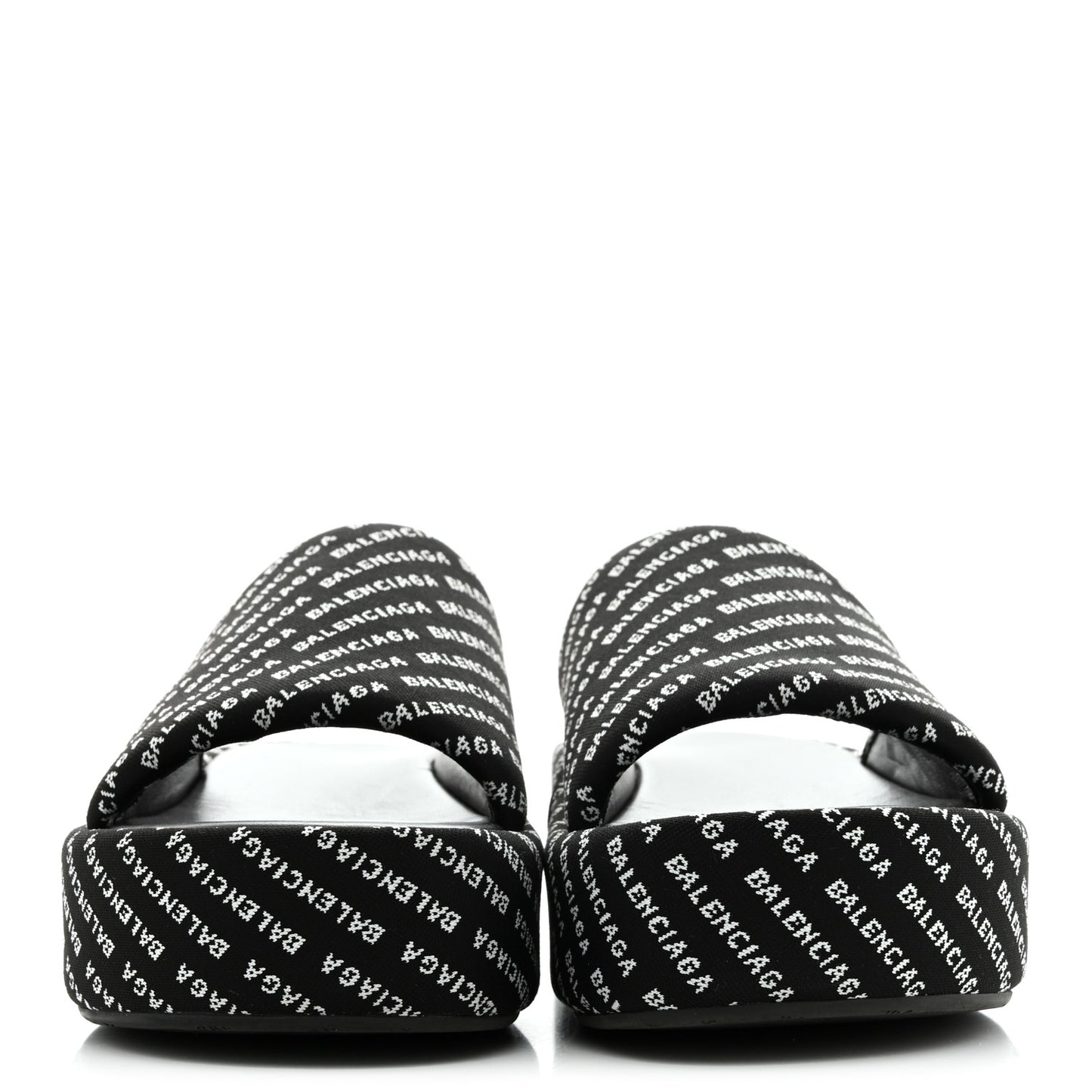 Jacquard Allover Logo Rise Platform Sandals 36 Black White
