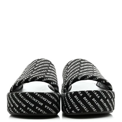 Balenciaga Jacquard Allover Logo Rise Platform Sandals 36 Black White 3 of 8