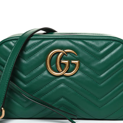 Gucci Calfskin Matelasse Small GG Marmont Chain Shoulder Bag Emerald Green 9 of 13