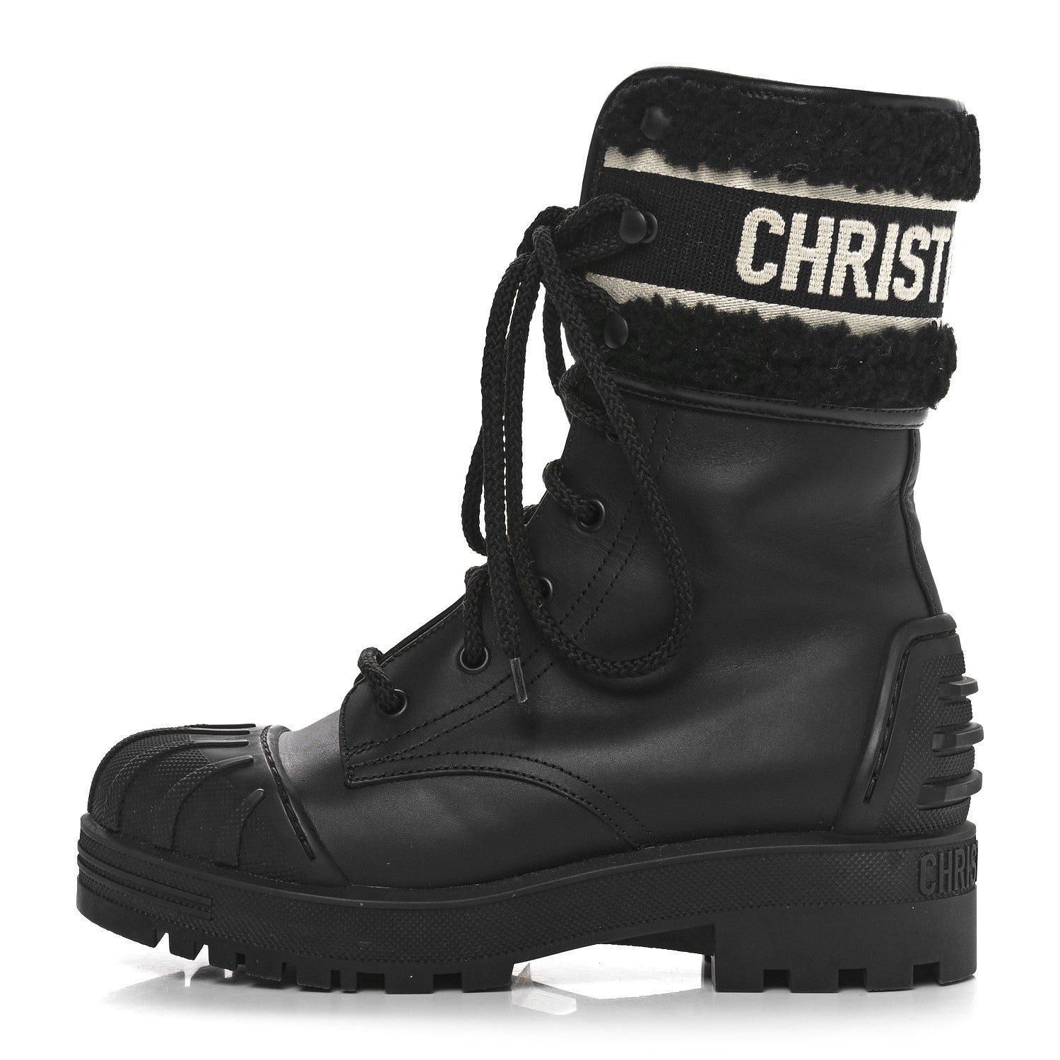 Christian Dior Calfskin Shearling Technical Fabric D-Major Ankle Boots 36 Black White 1 of 8