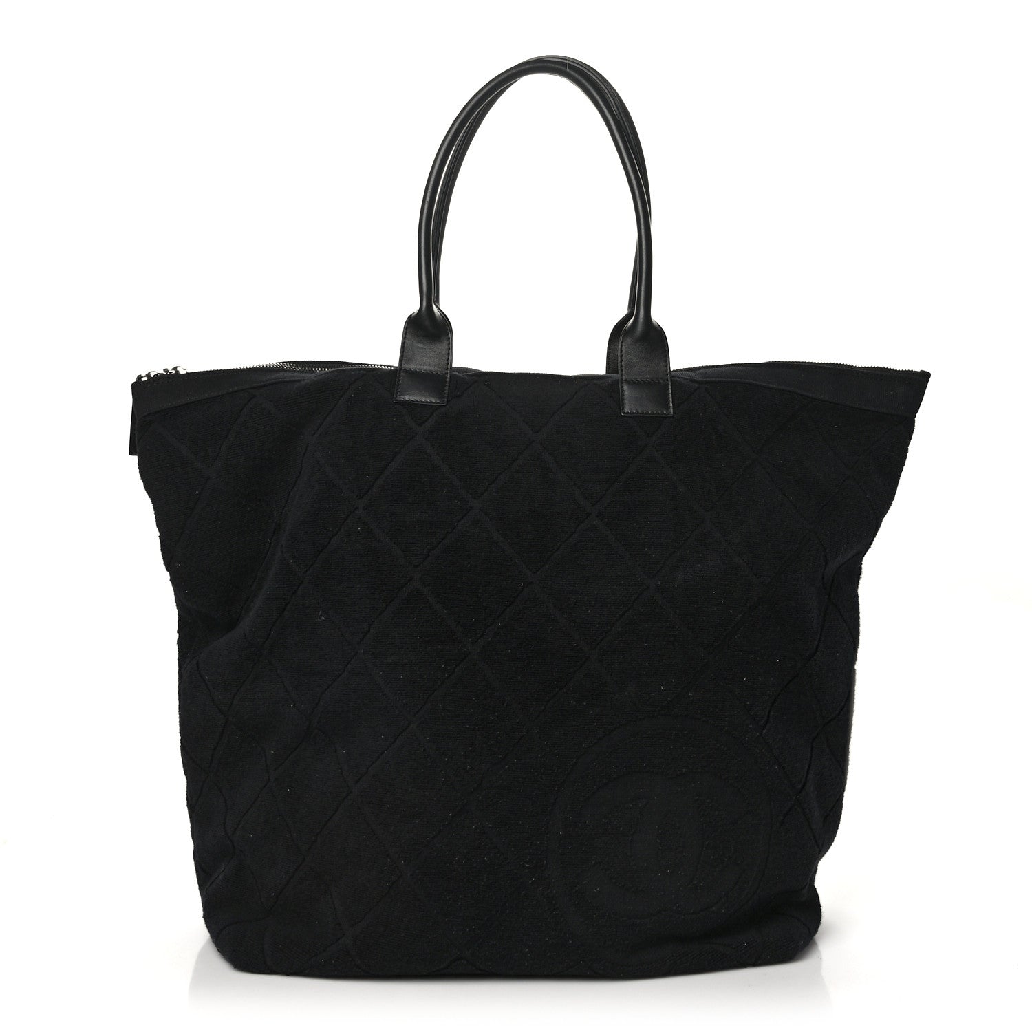 Chanel Terry Cotton CC Beach Tote Set Black 1 of 11