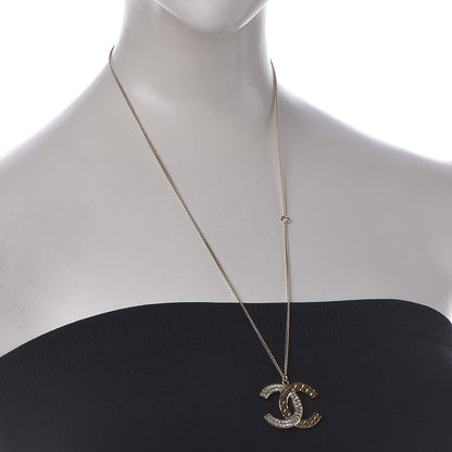 Chanel Baguette Crystal Quilted CC Pendant Necklace Gold 2 of 7