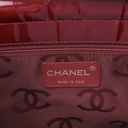 Chanel Patent Chocolate Bar Quilted Tote Red 6 of 8