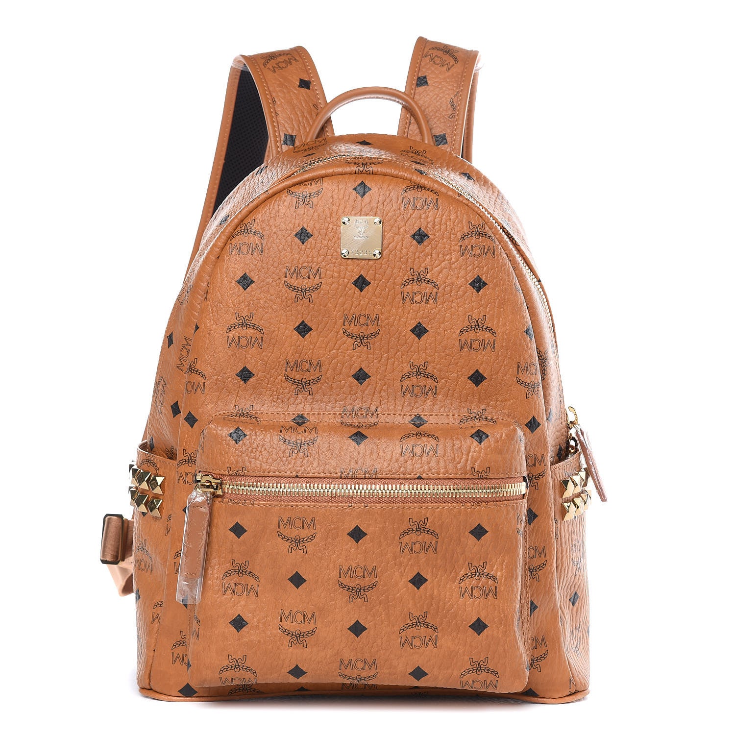 MCM Visetos Small Side Stud Stark Backpack Cognac 1 of 11