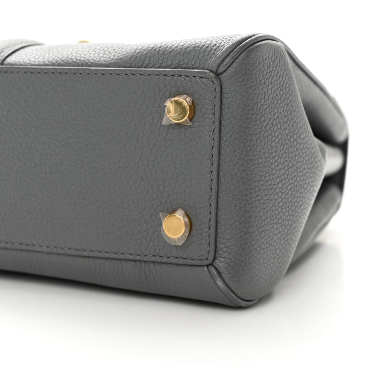 Grained Calfskin Small 16 Top Handle Bag Medium Grey