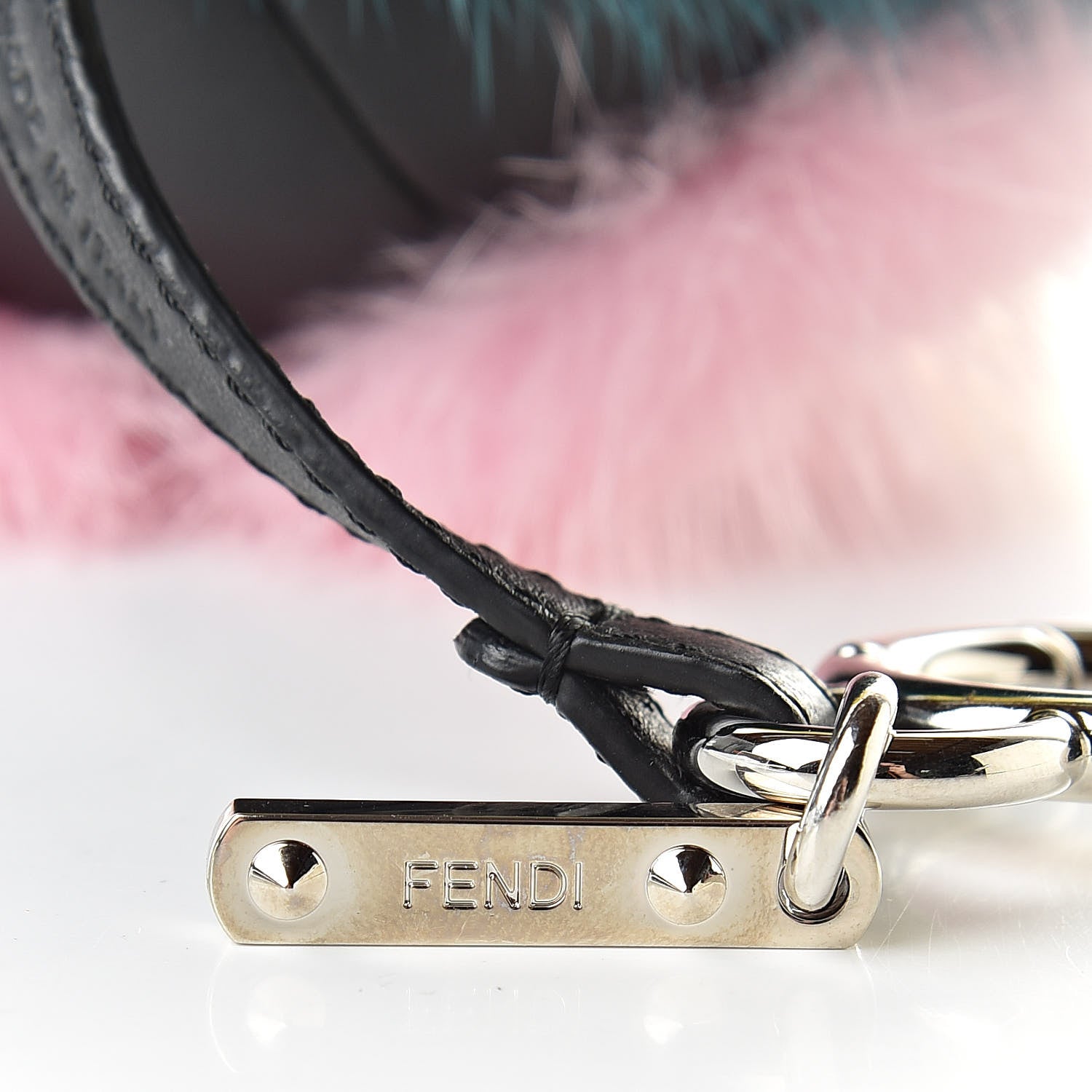 Fendi Mink Goat Fur QuTweet Jungle Bag Bug Charm Green Yellow Pink 3 of 4