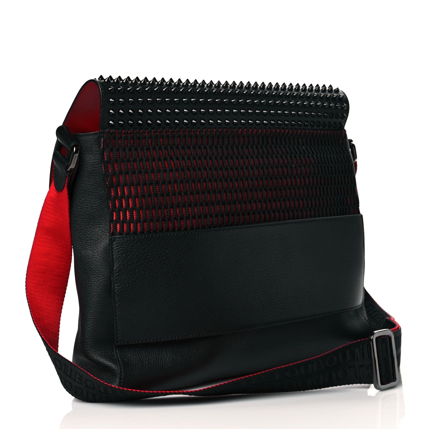 Christian Louboutin Calfskin Spikes Loubiclic Messenger Black 3 of 10