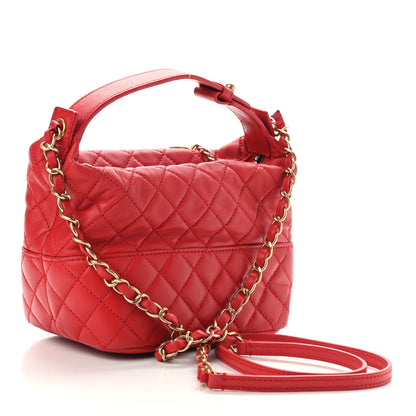 Chanel Lambskin Quilted Small Hobo Red 3 of 9