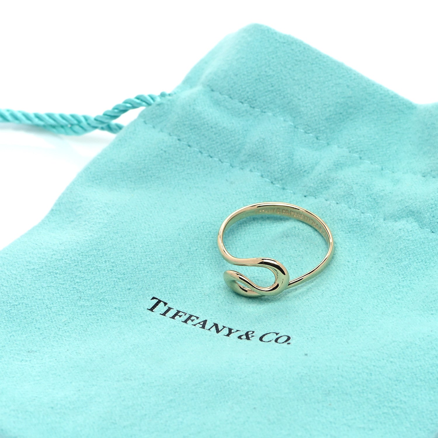 Tiffany 18K Yellow Gold Elsa Peretti Open Wave Ring 57 8 5 of 5