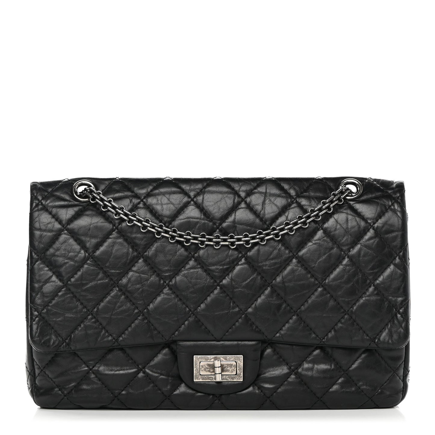 Aged Calfskin Quilted 2.55 Reissue 227 Flap Black