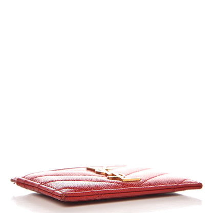 Saint Laurent Grain De Poudre Matelasse Chevron Monogram Credit Card Case Lipstick Red 4 of 8