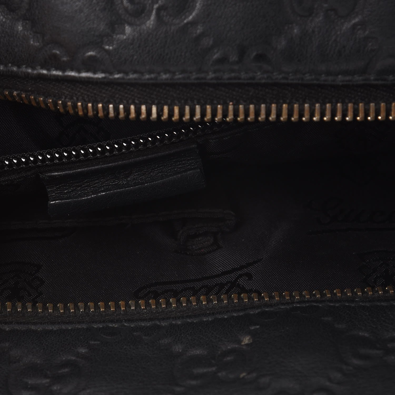 Gucci Guccissima Medium Zippered Shopping Tote Black 6 of 19