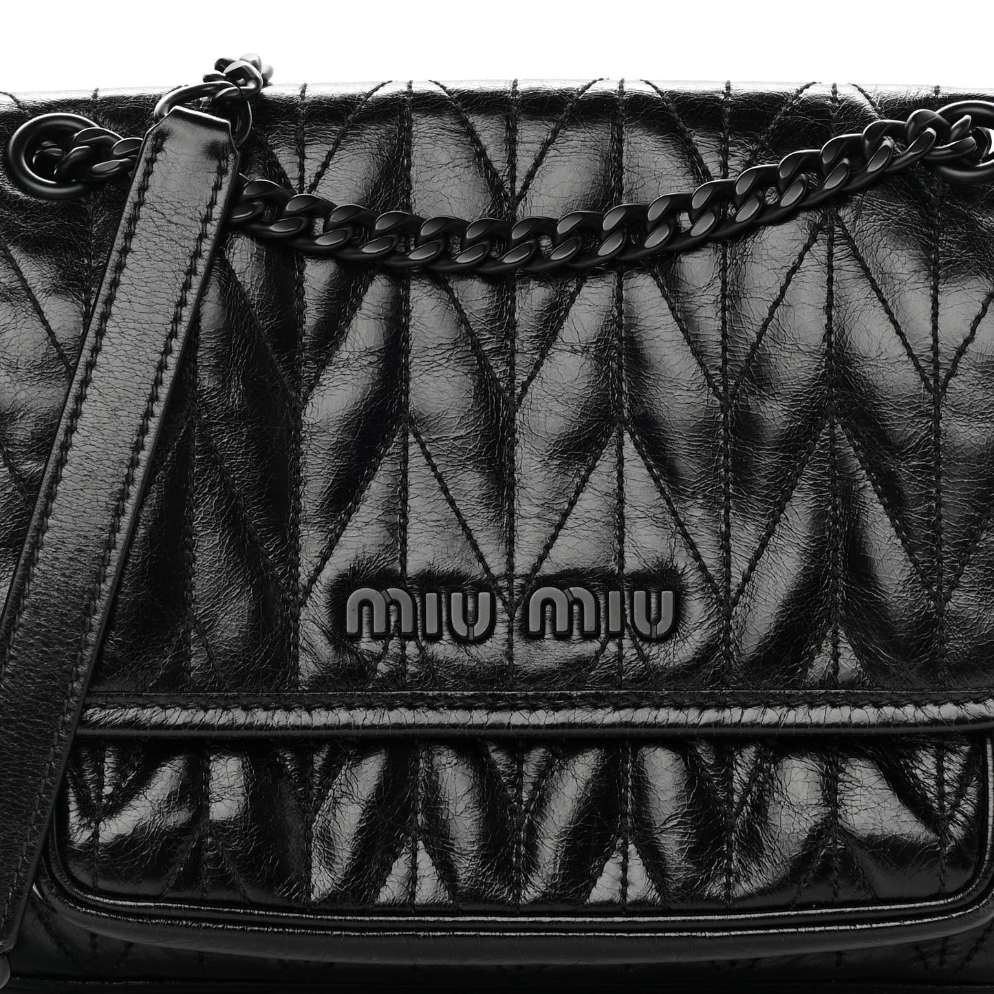 Vitello Shine Trapu Shoulder Bag Black