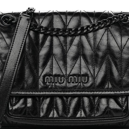 Miu Miu Vitello Shine Trapu Shoulder Bag Black 8 of 13