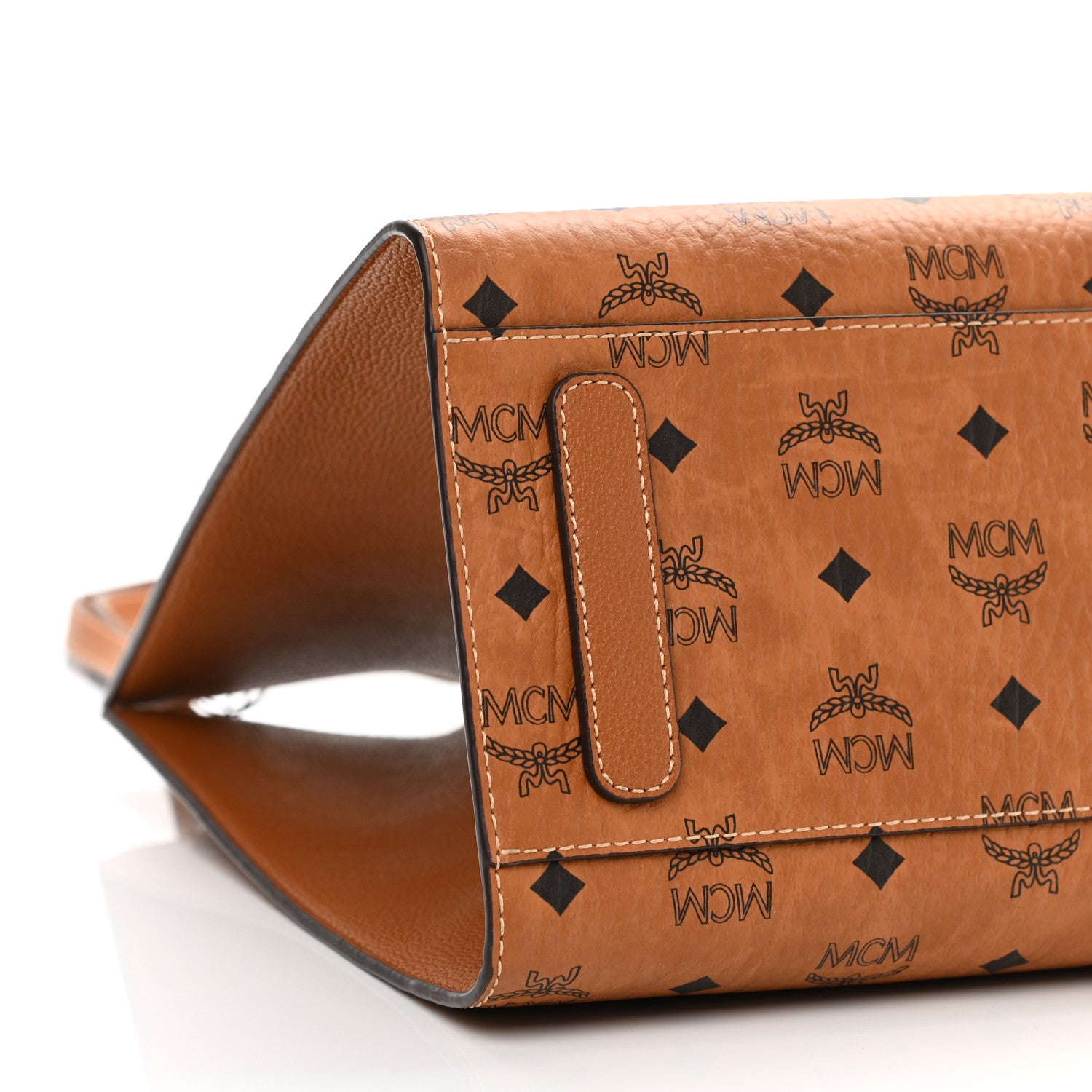 MCM Visetos Medium Luisa Shopper Tote Cognac 7 of 8
