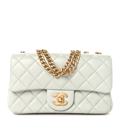 Chanel Lambskin Quilted Mini Rectangular Sweet Camellia Flap Light Blue 1 of 10