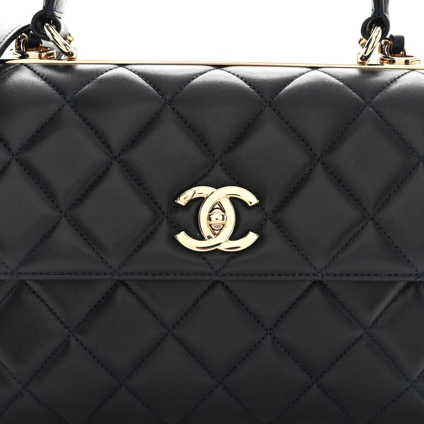 Lambskin Quilted Small Trendy CC Dual Handle Flap Bag Navy