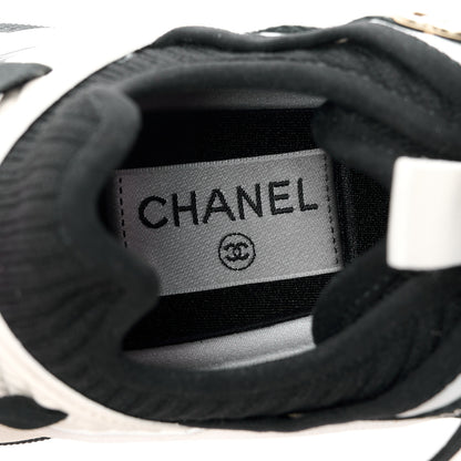 Chanel Fabric Suede Calfskin Sneakers 37 White Black 7 of 9