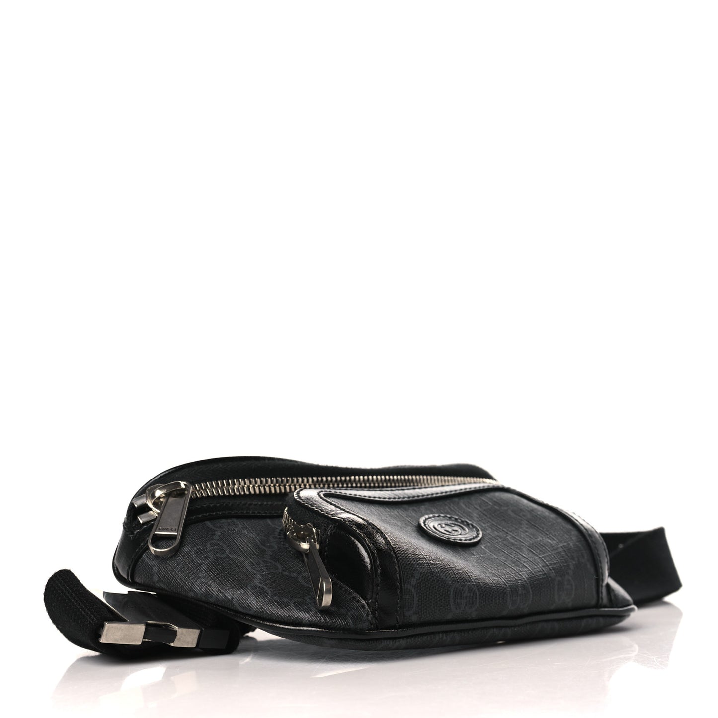 GG Supreme Monogram Textured Calfskin Retro Interlocking G Belt Bag Black