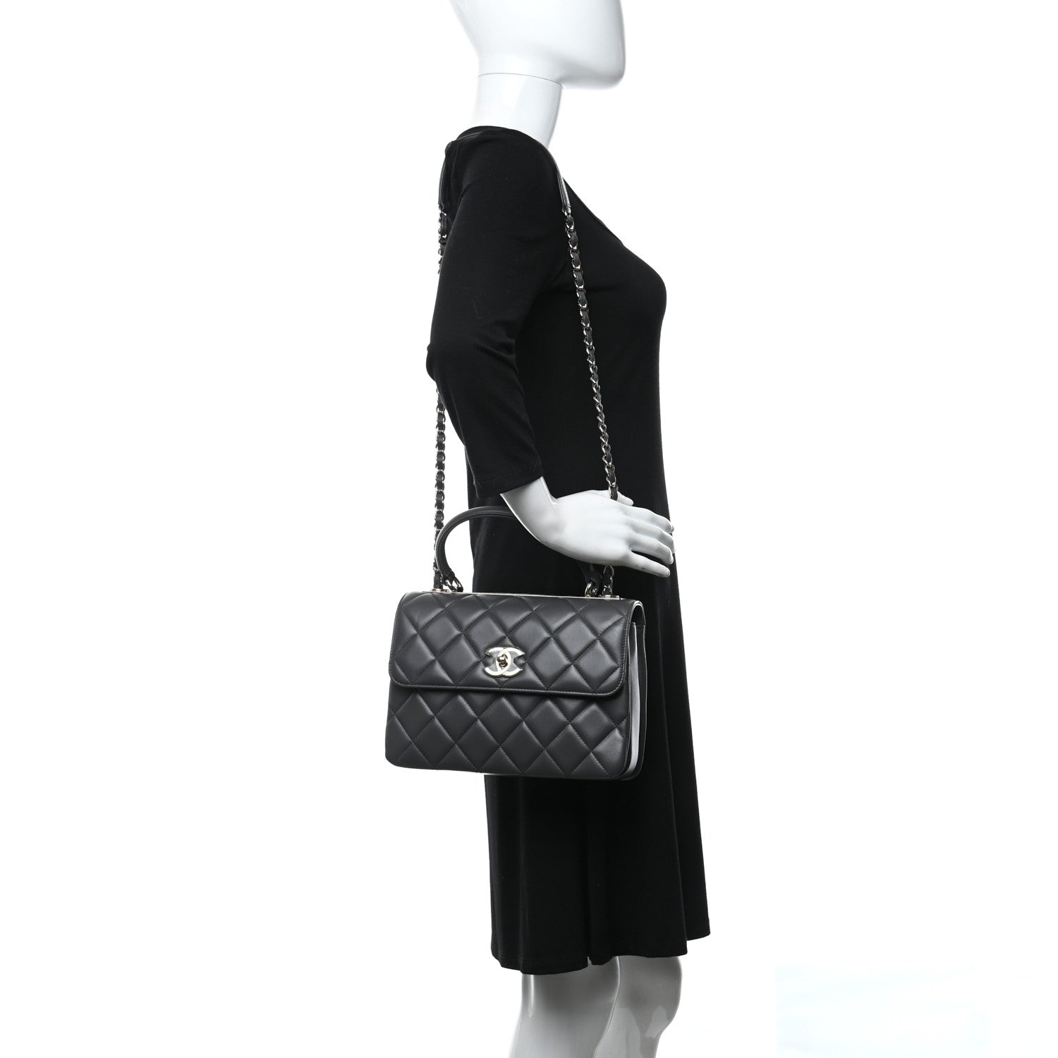Chanel Lambskin Quilted Small Trendy CC Dual Handle Flap Bag Grey 2 of 9