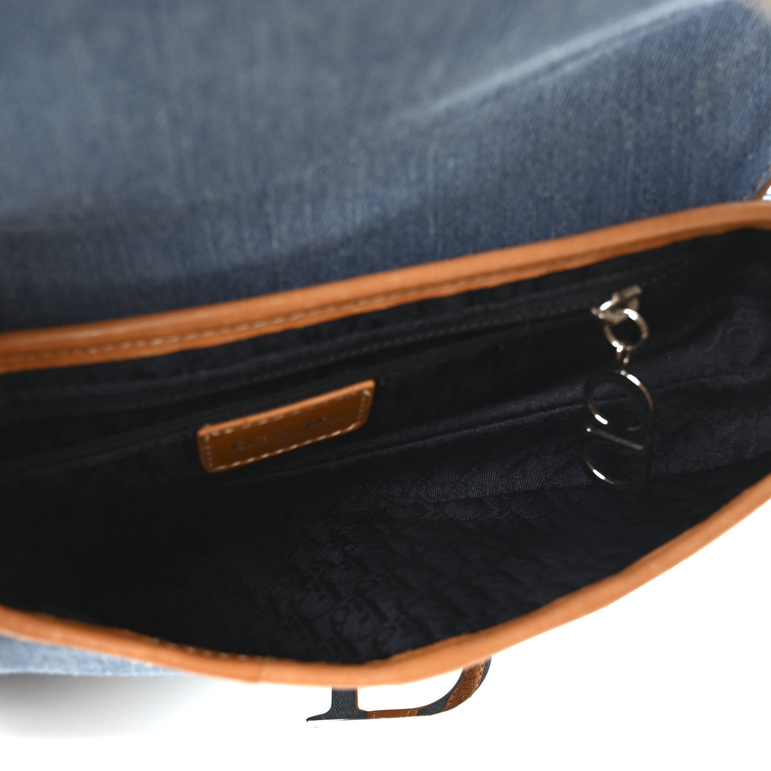 Christian Dior Denim Embroidered Saddle Bag Blue 5 of 10