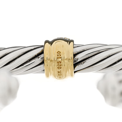 David Yurman Sterling Silver 18K Yellow Gold Diamond 7mm Cable Classics Station Bracelet 4 of 4