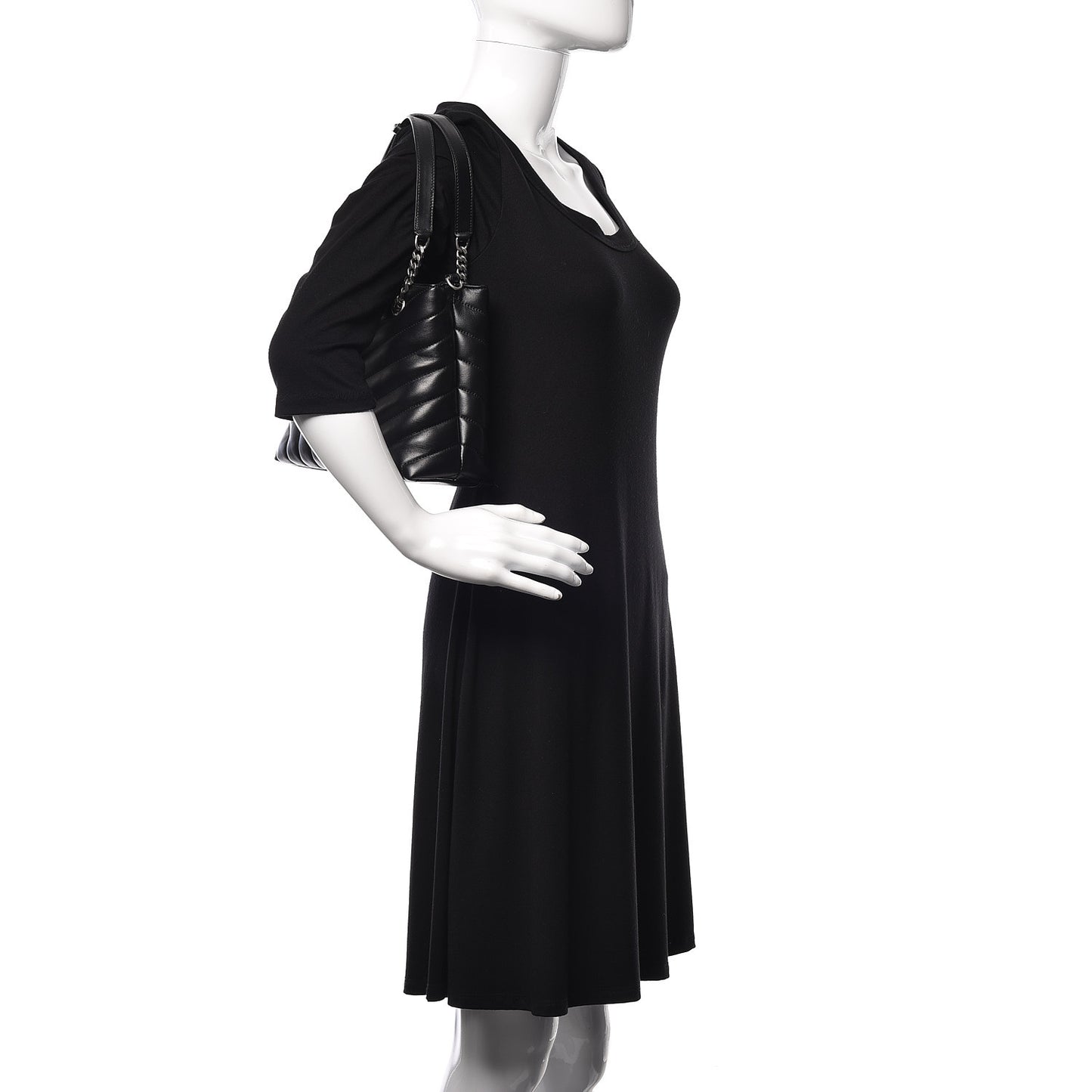 Calfskin Y Quilted Monogram Small Loulou Shopper Black