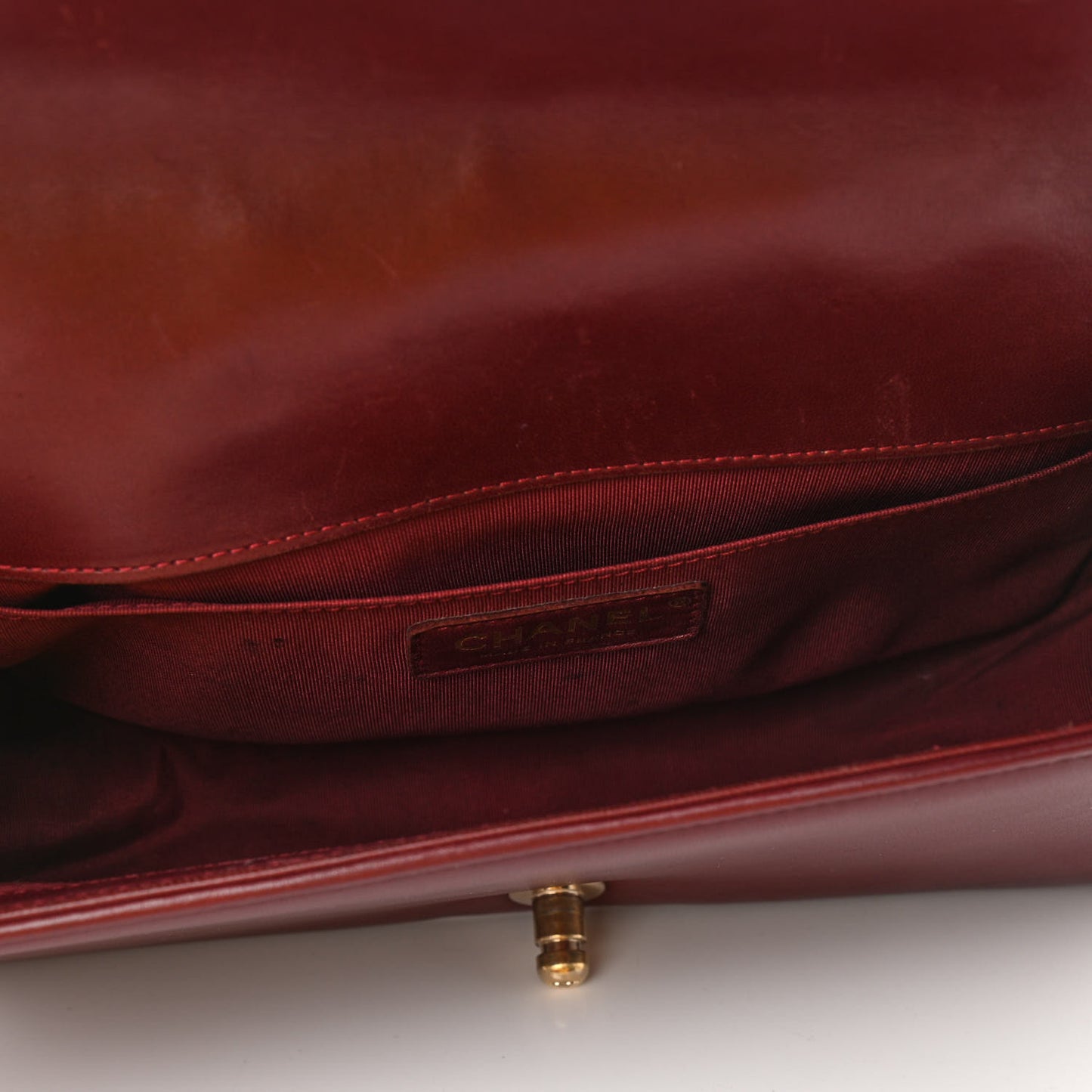 Lambskin Quilted Medium Boy Flap Dark Red