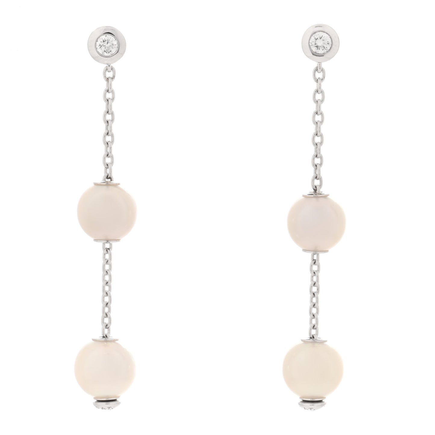 18K White Gold Diamond Akoya Pearl 7-7.5mm Pearls in Motion Earrings