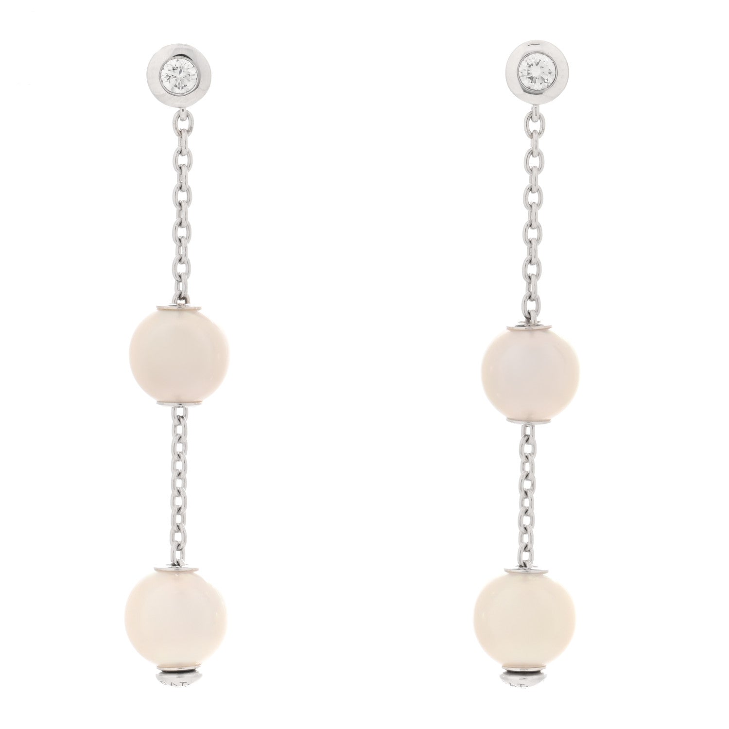 Mikimoto 18K White Gold Diamond Akoya Pearl 7-7.5mm Pearls in Motion Earrings 1 of 5