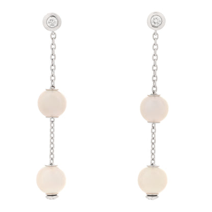 Mikimoto 18K White Gold Diamond Akoya Pearl 7-7.5mm Pearls in Motion Earrings 1 of 5