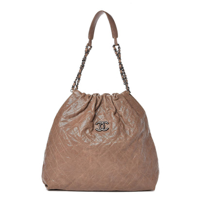 Chanel Distressed Glazed Caviar Quilted Large Elastic Tote Grey 1 of 10