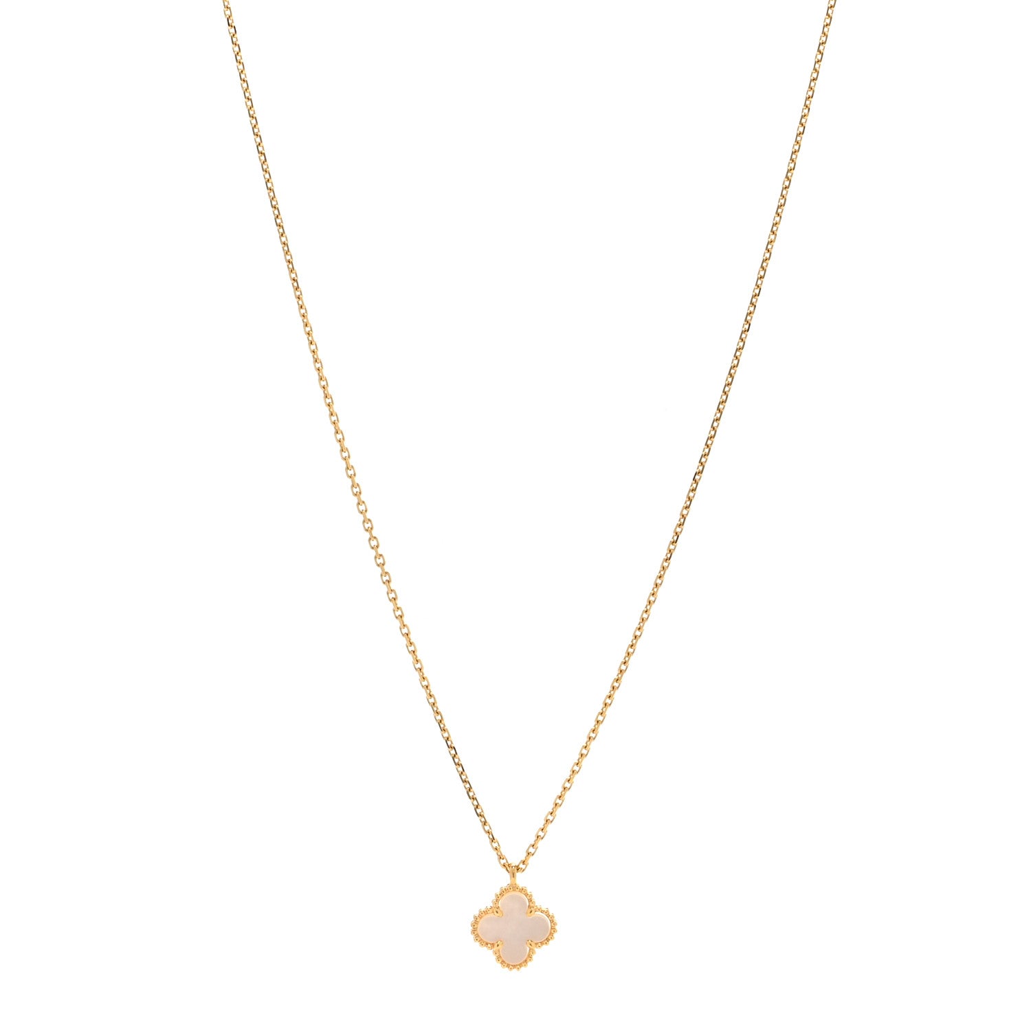 Van Cleef & Arpels 18K Yellow Gold Mother of Pearl Sweet Alhambra Pendant Necklace 1 of 5